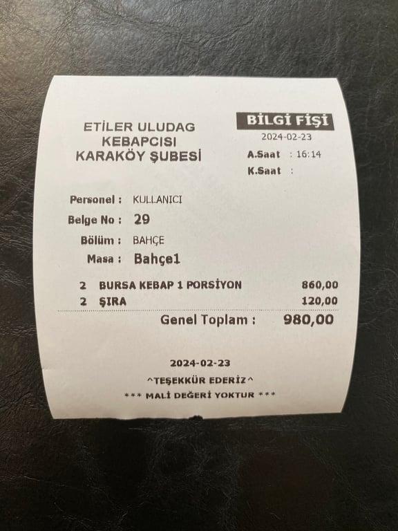 Etiler Uludağ Kebapçısı